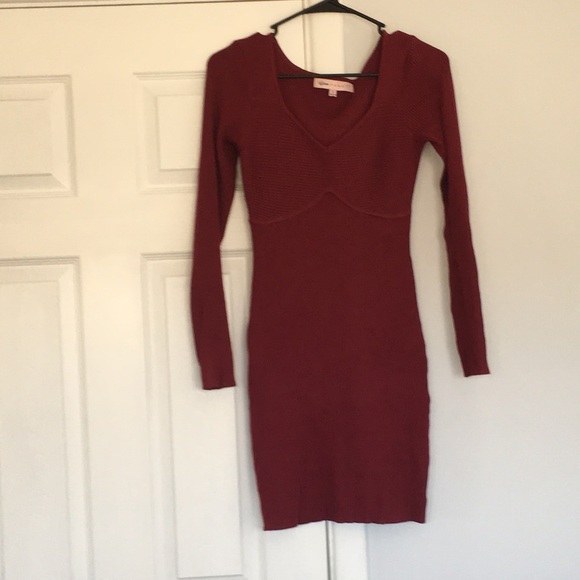 CRAVE FAME Juniors Red Ribbed Sheath Sweater Dress S - Picture 2 of 7